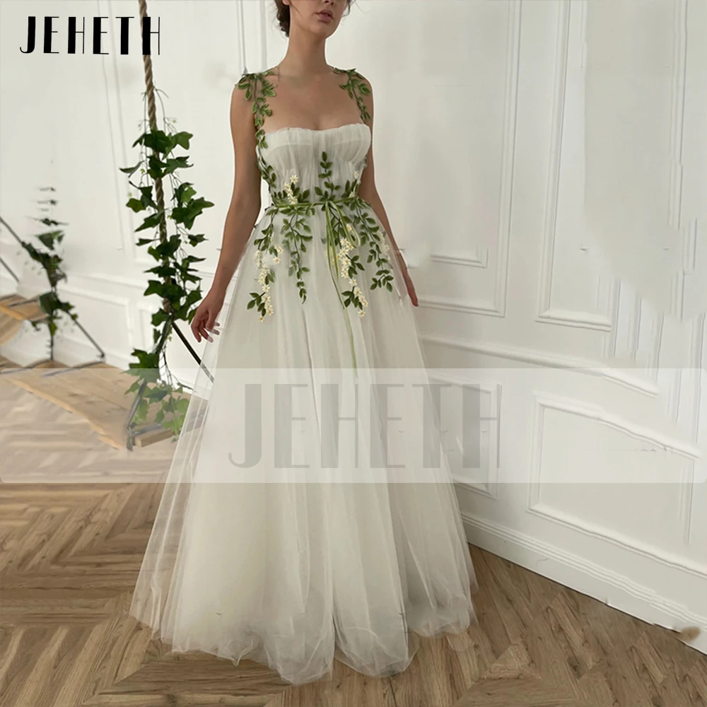 Jeheth Blumen Tüll Pastoral Ballkleider Spaghetiti Träger Applikationen A-Linie Abendkleid boden lange Taschen angepasstJEHETH Blumen Tüll Pastoral Ballkleider 2025 Spaghetiti Träger Applikationen A-Linie Abendkleid Bo – Detail 8