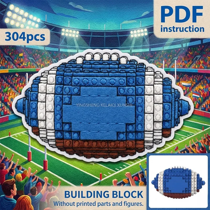

DIY Sports Match Game Ball Building Bricks Toy Construction Set Rugby Athlete Fan Gift