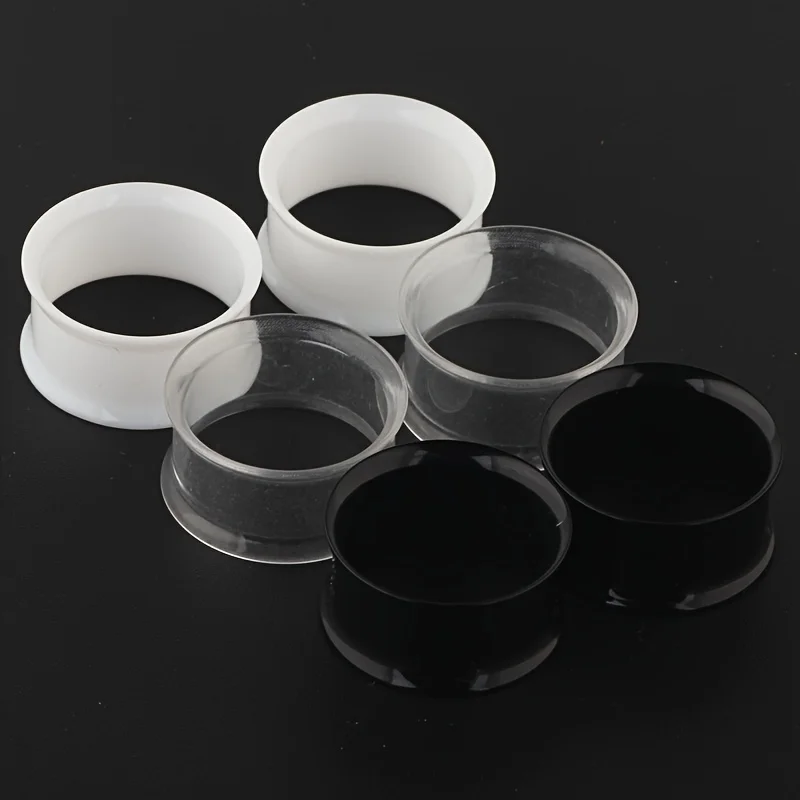 6pcs Hollow Acrylic Double Flared Saddle Ear Tunnels Plug Gauges Stretcher Expander Body Piercing Jewelry 3-16mm Size