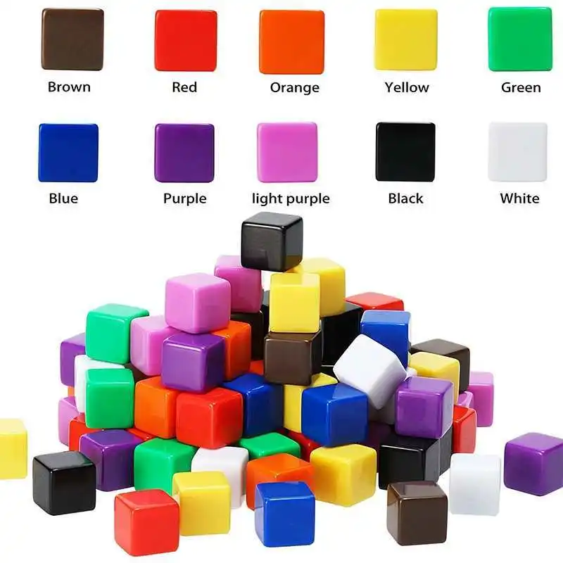 Blank Dice 16MM Counting Cubes Color Assorted Learning Toys Ideal for Sorting, Counting, Classrooms, DIY Fun Teaching Supplies