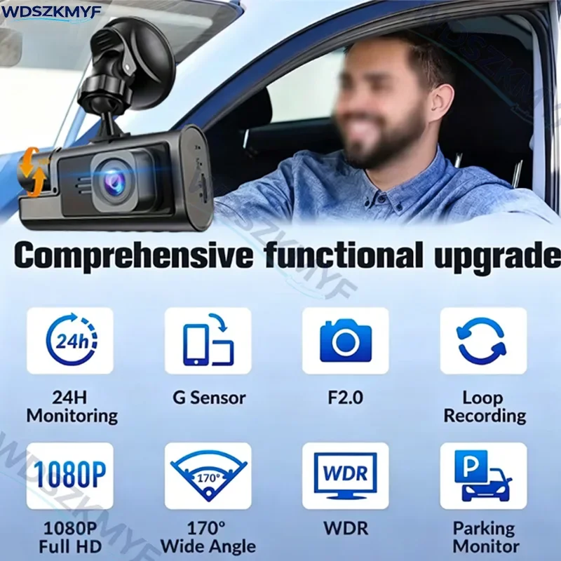 Car WiFi Dash Cam 2/3 Cameras FHD 1080P Video Recorder 3 Channel Front Rear View Night Vision Black Box DVR for Vehicle Safety