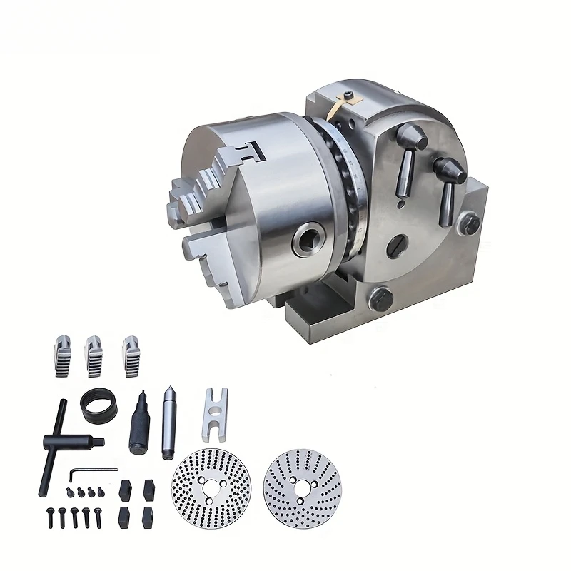 Heavy-duty industrial-grade BS-4 semi-sliding lathe with chuck, tailstock, indexing table, and milling kit - a lathe pre
