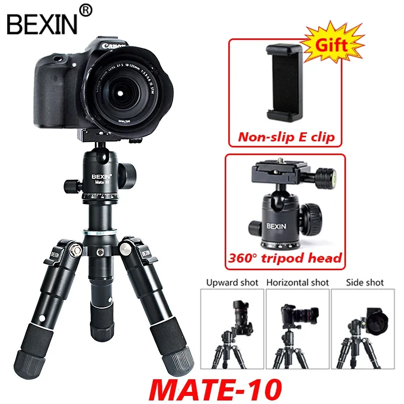 BEXIN Mate-10 Desktop Mini Tripod Portable Mobile Phone Selfie Live stand Camera Photography SLR Desktop Ball Head Tripod