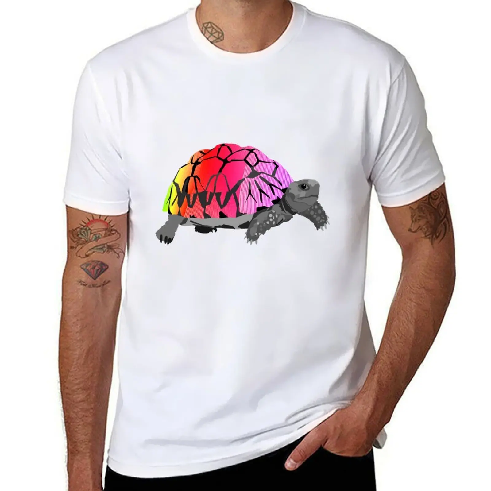 

Colorful Tortoise T-Shirt t shirt for man 100 percent cotton funny t shirts dark humor T-Shirt