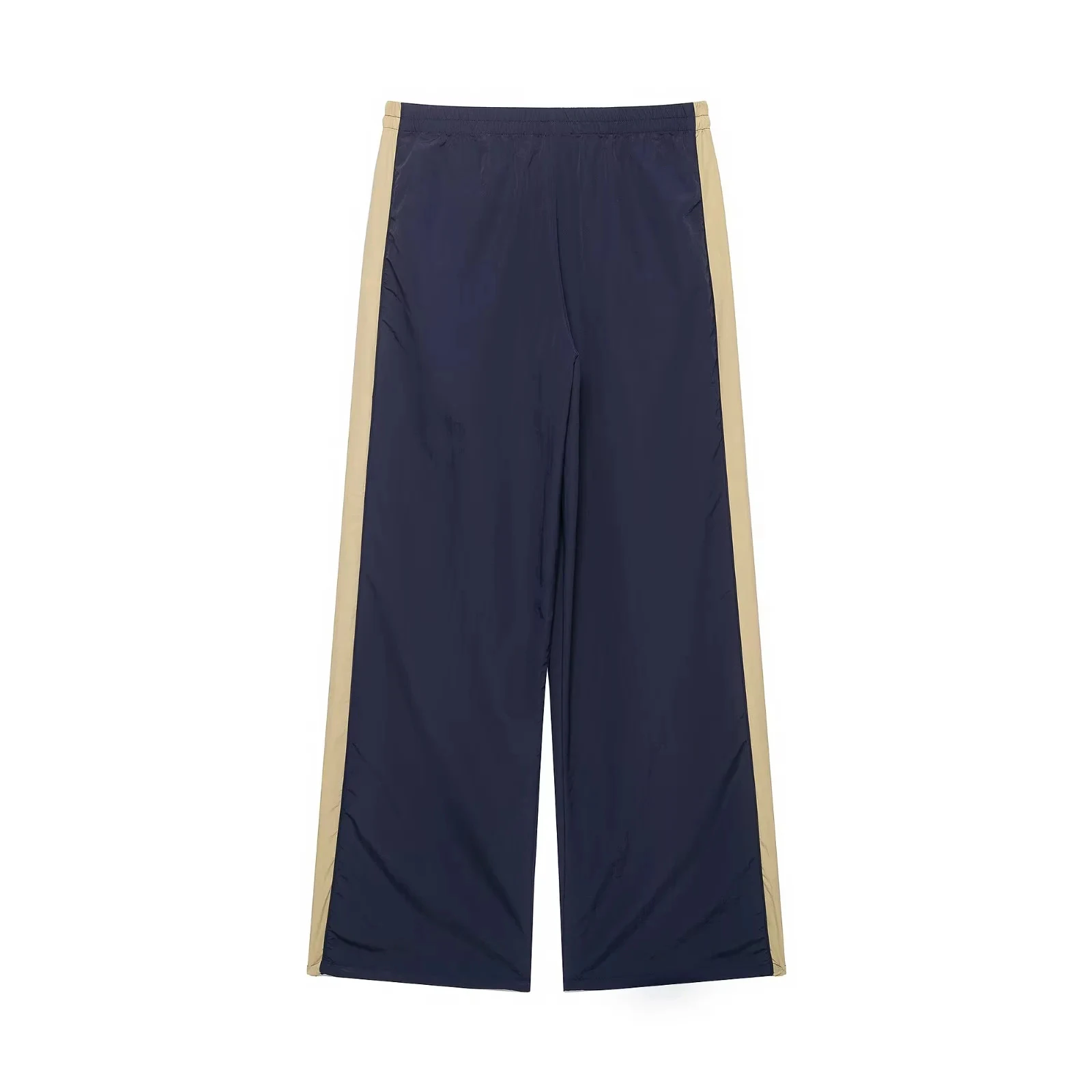 HH Damenmode Zweiteiliges Set mit Farbblock-Design, Stehkragen, Kordelzug am Saum, lockerem Oberteil und seitlichem Streifen, weit geschnittener Hose, Herbstmode für Pendlerinnen. – Detail 14