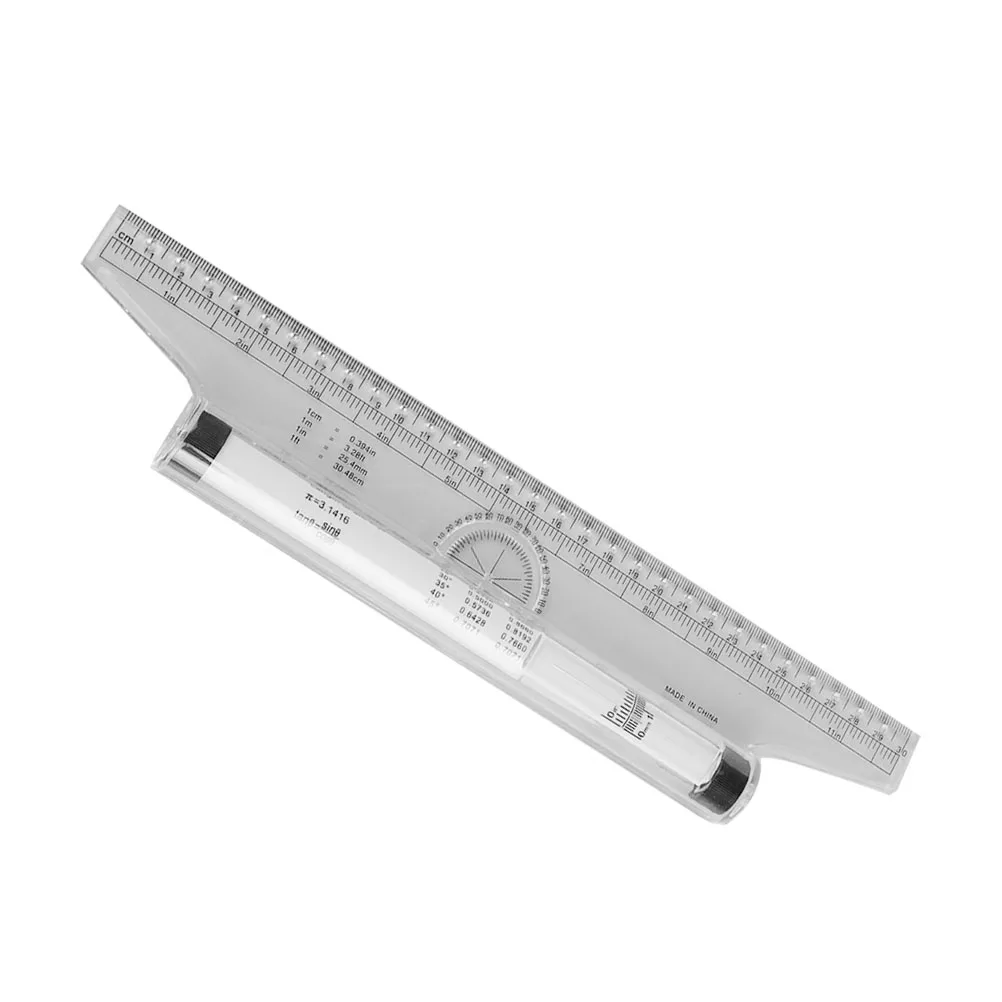 Plastic Multi-purpose Rolling Ruler for Drawing Design Engineers Portable Measuring Tool Protractor Circle Template Angle