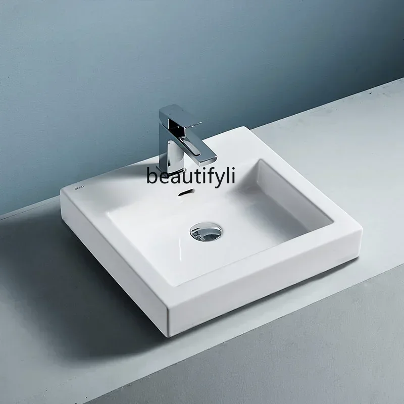 Ceramic Table Basin Bathroom Wash Household Basin Square Art Basin Washstand