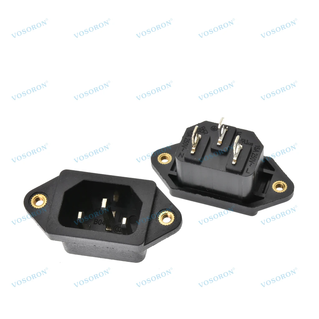 3 Pin IEC320 C14 Power Socket with Screw Hole,15A 250VAC Power Inlet Sockets Connectors