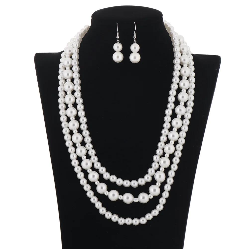 

Pearl Multi-Layer Tassel Necklaces Set Bridal Necklaces Jewelry