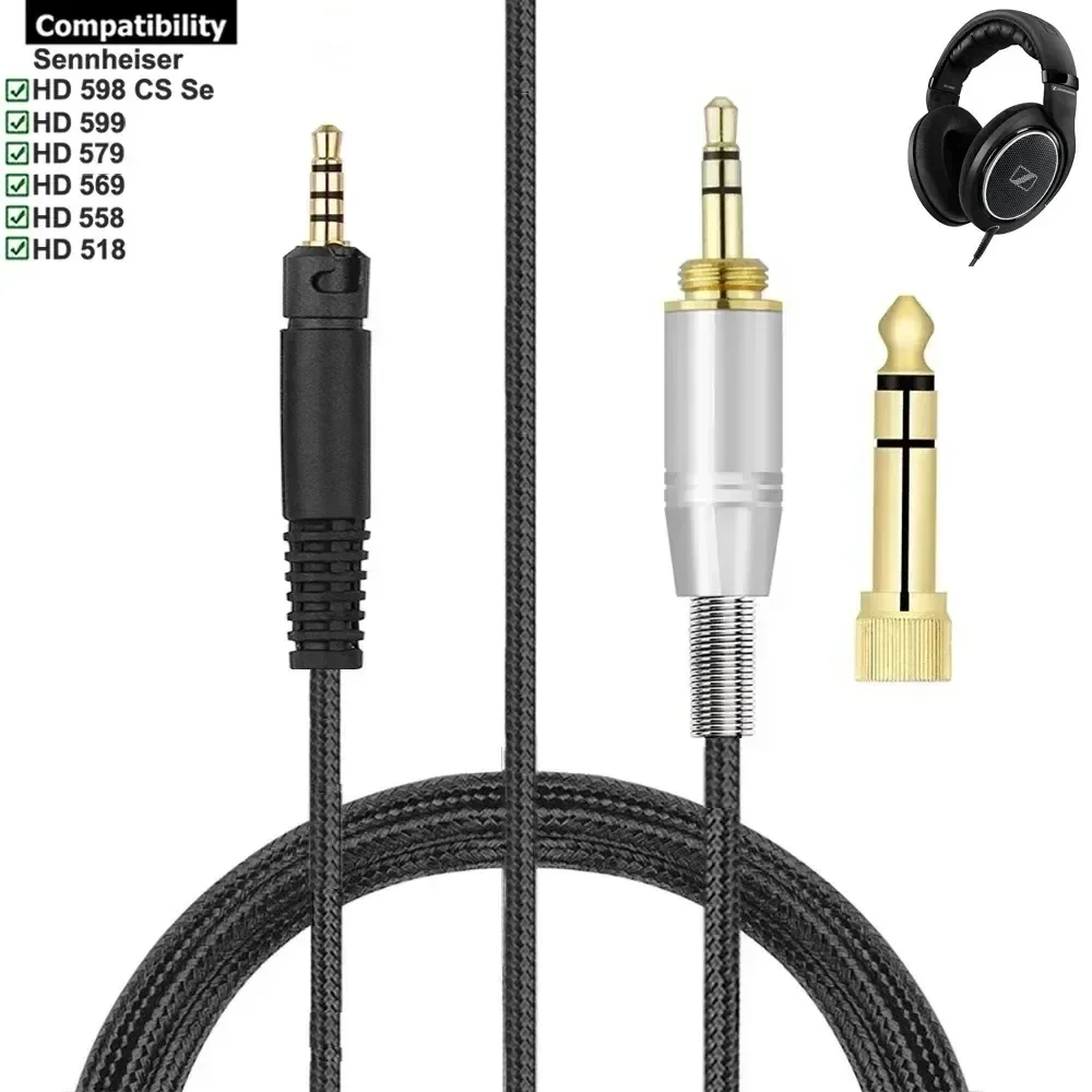 6.35mm Replacement Cable Extension Cord for Sennheiser HD 518 558 569 579 599 598 CS Se HD518 HD558 HD569 HD579 HD599 Headphones