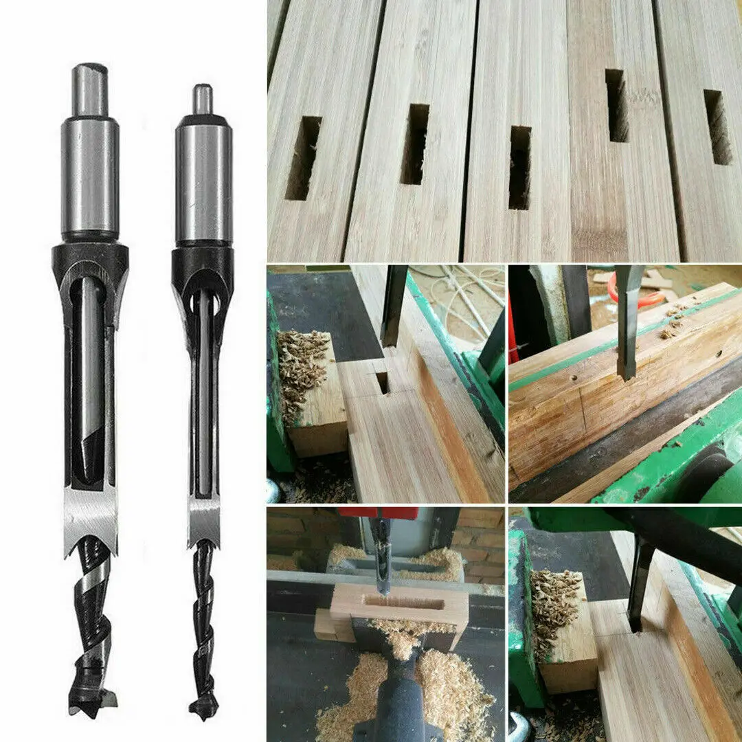 JAJING HSS Square Hole Drill Woodworking Drill Tools Auger Mortising Chisel Drill Set DIY Furniture Square Woodworking Drill