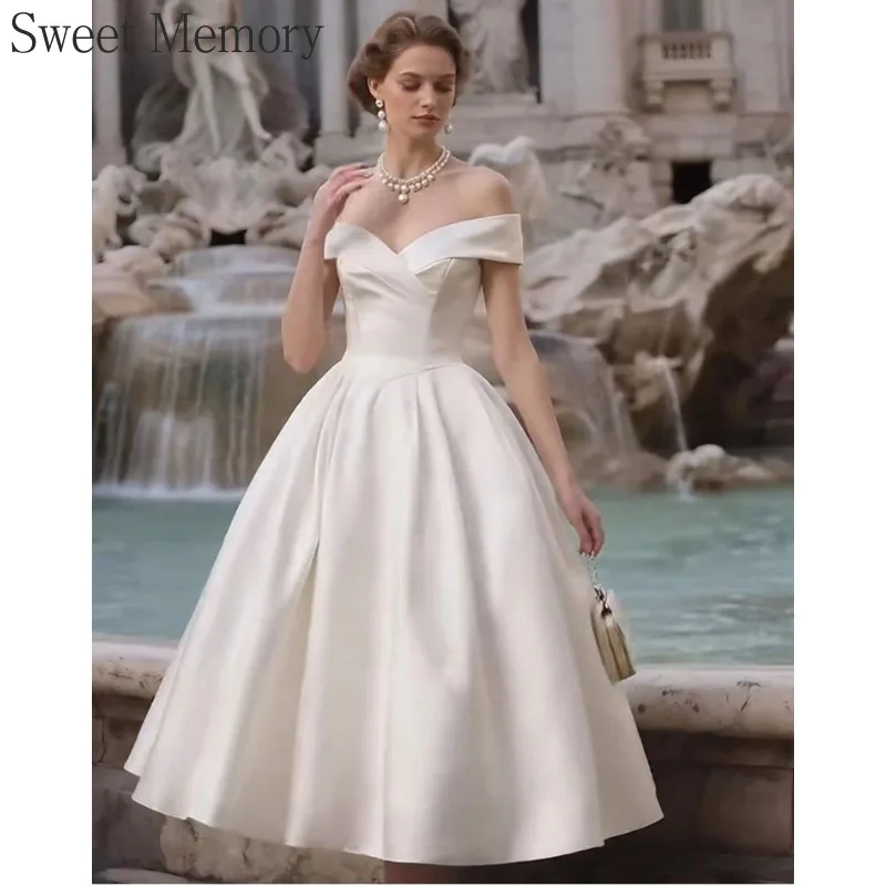 Customized M165 Sweet Memory Bride Dress Luxury Satin White Dresses Fashion Women Wedding Dress
