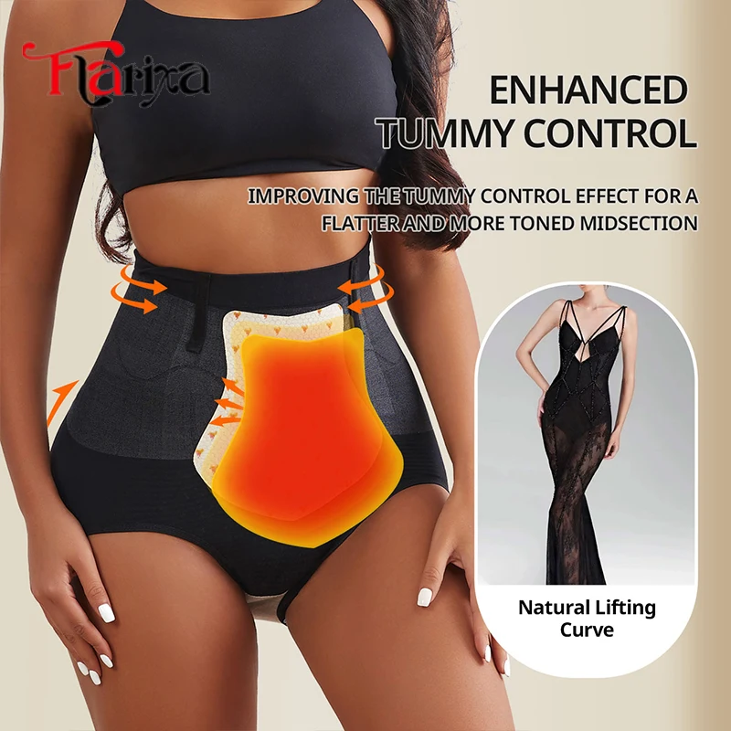 Flarixa Seamless Tummy Control Panties Women High Waist Briefs Thermal Fat Burning Underwear Slimming Belly Shaper Hip Lift Pant