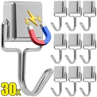 30/1PCS Square Magnetic Hook Load Bearing Wall-mounted Hangers Home Kitchen Bathroom Storage Strong Magnet Hooks Keys Holder