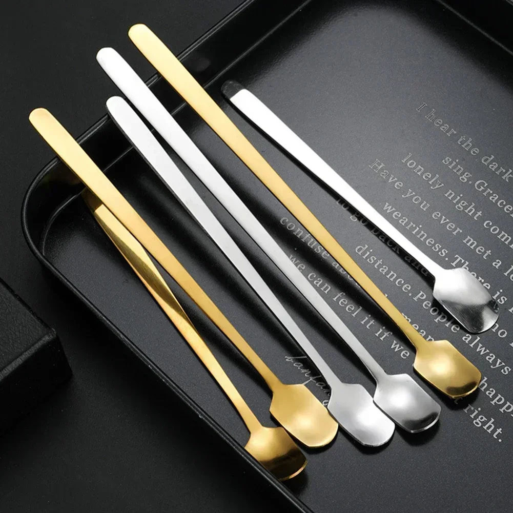 

17/15cm Long Handle Coffee Stirrers Spoon New Stainless Steel Gold Silver Spoon Teaspoon For Kitchen Bar Drinks Muddler Stirrer