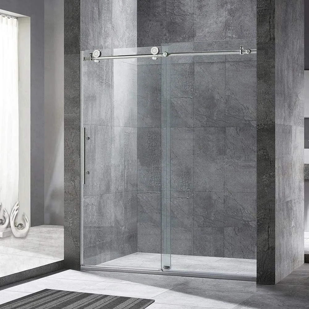 

Sliding Shower Door, 56- 60 “x 76”, 3/8” 10mm Clear Tempered Glass, Chrome Finish, Hardware, Frameless Shower Door