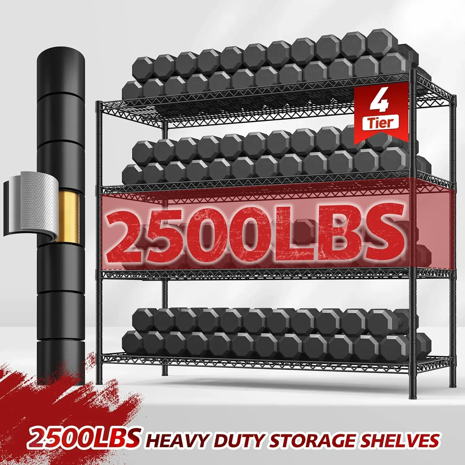 Storage Shelves 75.6" H Wire Shelving Unit with Wheels 2500LBS Heavy Duty Metal Shelves for Storage Adjustable Garage Storage