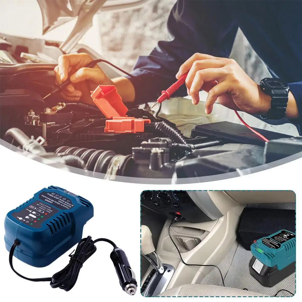 Ładowarka szybka do akumulatorów litowo-jonowych 18V, do samochodu, mini, z wtyczką zapalniczki, model K5X4, pasuje do Maikta BL1830 BL1840 BL1850 BL1840B BL1815