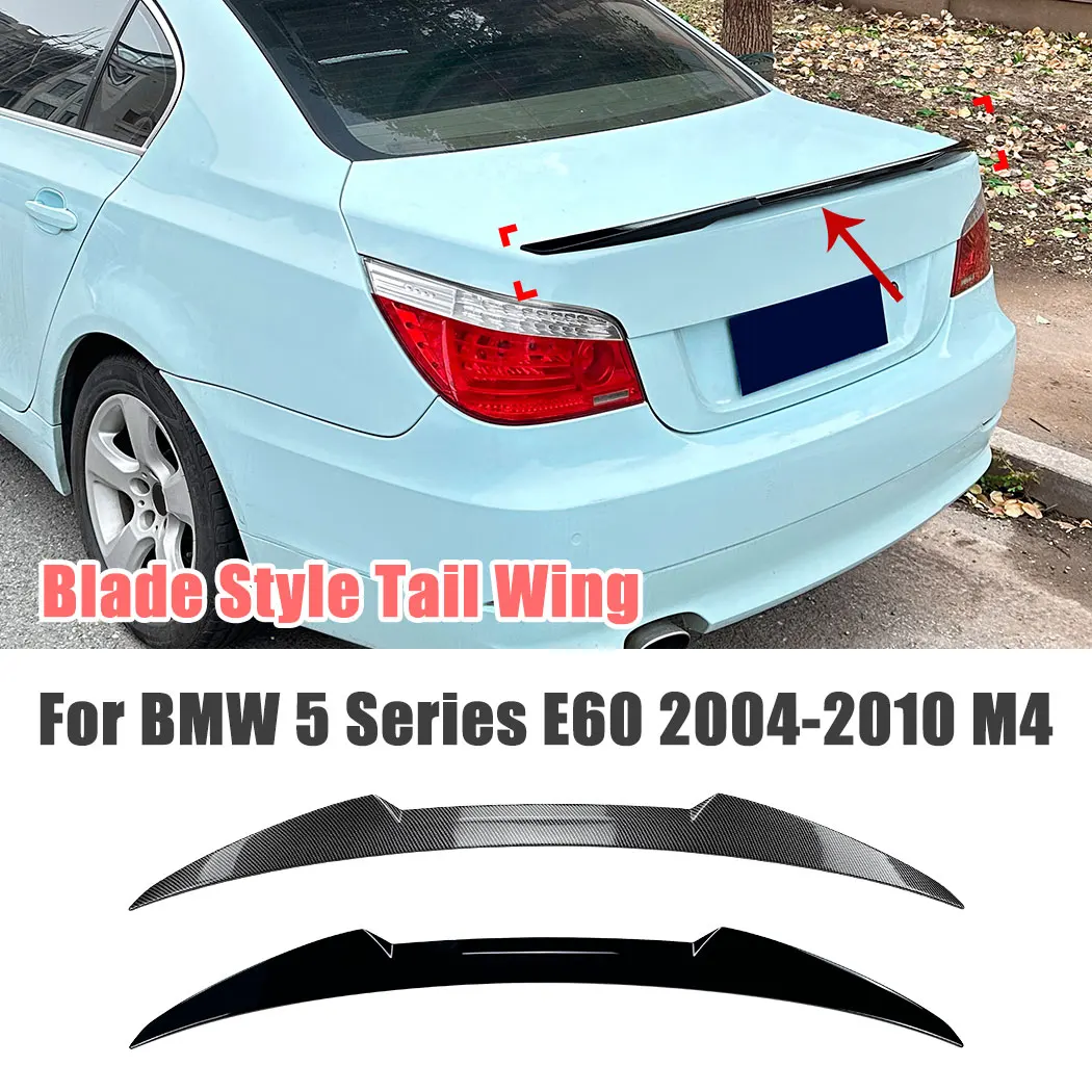 Car Top Tail Wing Splitter Roof Trunk Spoiler For BMW 5 Series E60 2004-2010 M4 Blade Style Fixed Wind Wing Exterior Modified