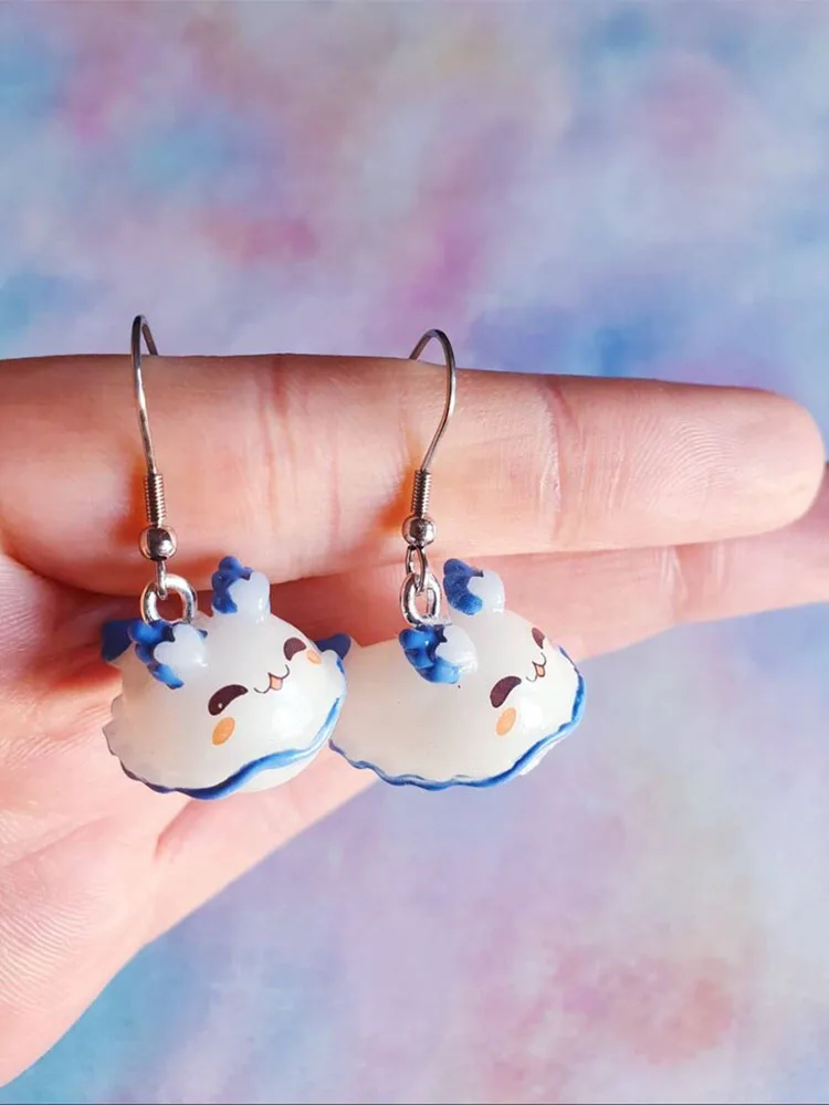 Sea Bunny Earrings Blue Cute Resin Earrings Fashion 2022 New