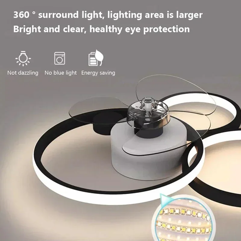 Modern LED Ceiling Fan Light Luxury Triple Head Iron Fan Lamp Bedroom Living Room Study Room Indoor Decorative Lighting Fixtures