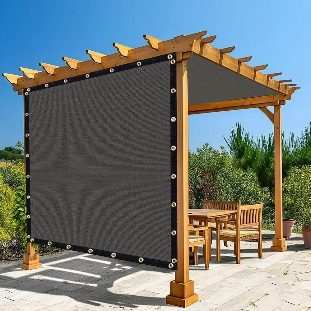 90% Shaded Pergola Cover, 7x20 Feet, Grey Sun Shade Cloth, 200 GSM, Grommets, Zip Ties Included, Customizable for Outdoor Spaces
