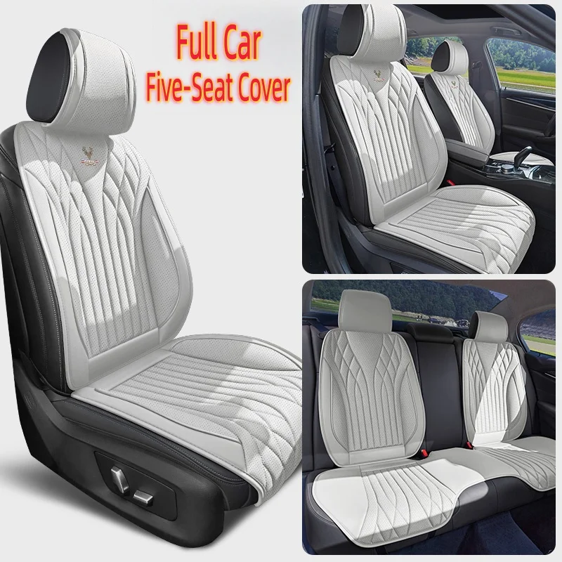 5-Seater Car Seat Covers Made of Luxurious Nappa Leather, Universal Fit, Soft and Comfortable to Sit On, Suitable for All Seasons, with 3D Side Support to Enhance Driving Experience, Car Seat Cushions, Car Seat Covers, Suitable for Other Models Such as Sedans, Suvs, Trucks