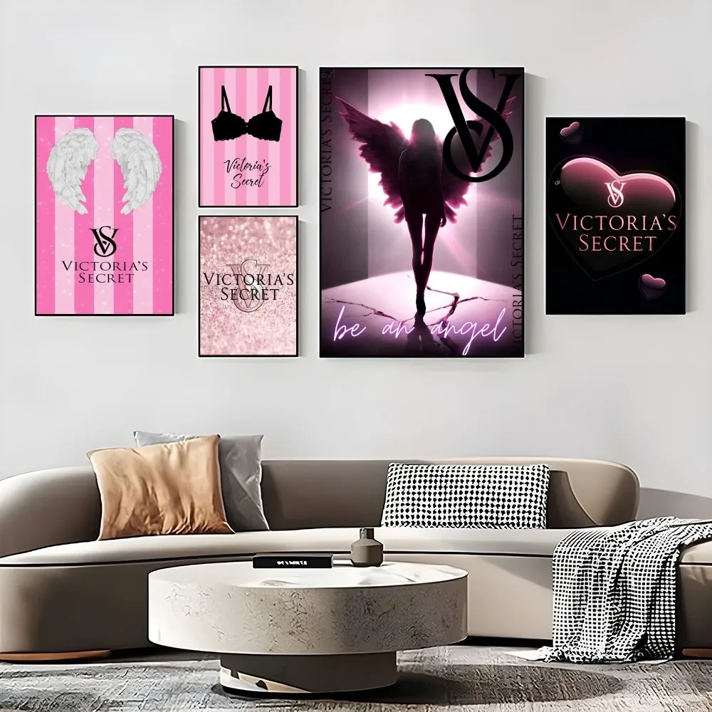 Luxury V-Victorias-S-Secret Fashion Trend Pink 4K HD Poster Sticker Prints Perfect Design Nordic Modern Home Decor Gift