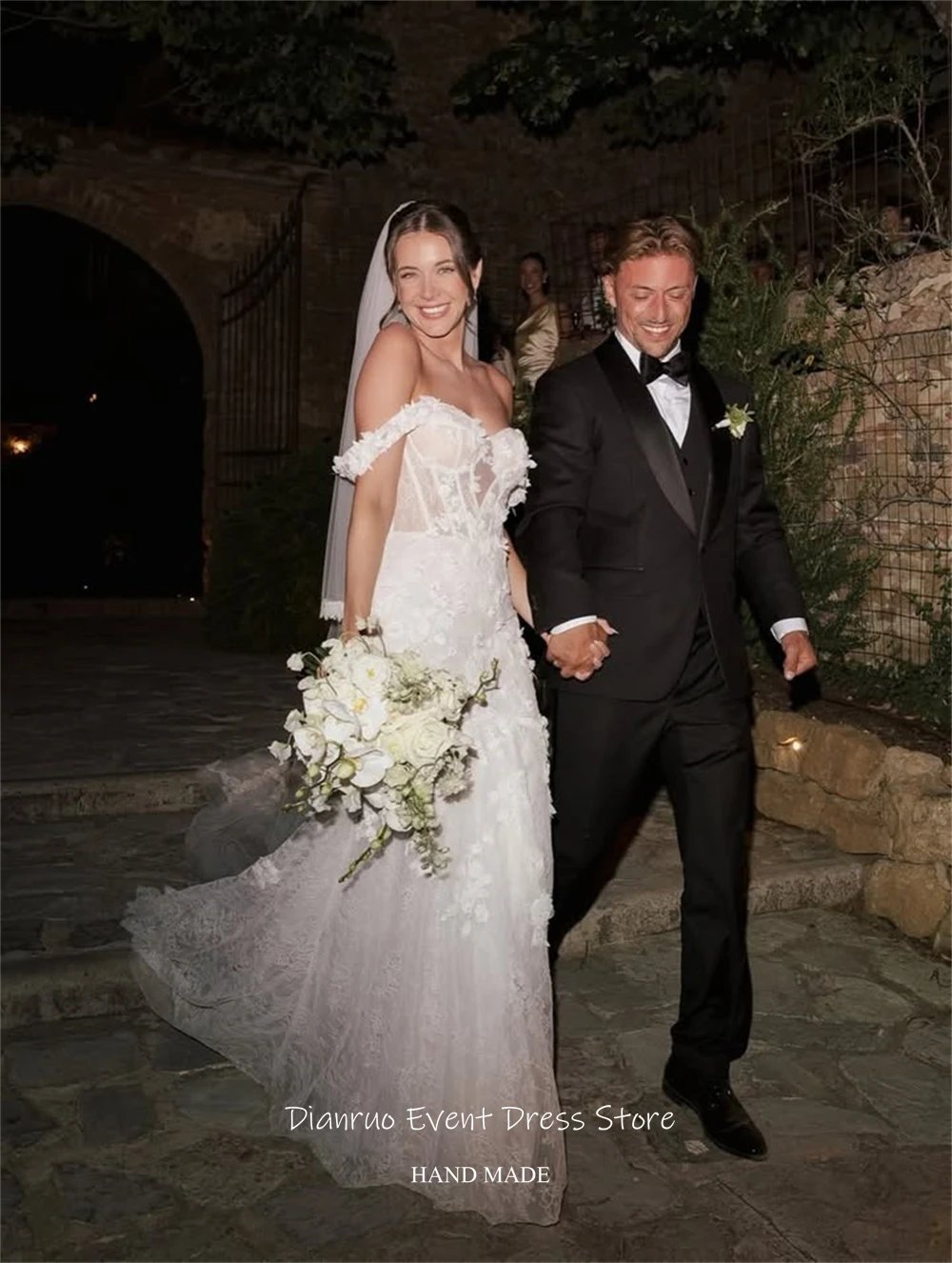 Dianruo Lace Asymmetrical Wedding Dress See Through Vestido Novia Spaghetti Straps Illusion Chic Civil Robe De Mariée Customized