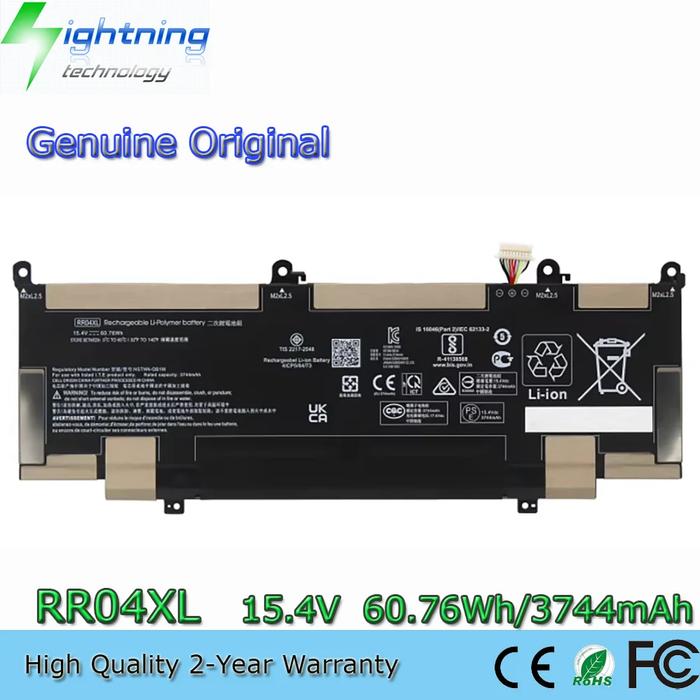 Nouvelle batterie d'origine authentique RR04XL 15.4V 60.76Wh pour HP Spectre x360 13-AW L60213-2C1 HSTNN-DB9K HSTNN-OB1M 4ICP5/64/73