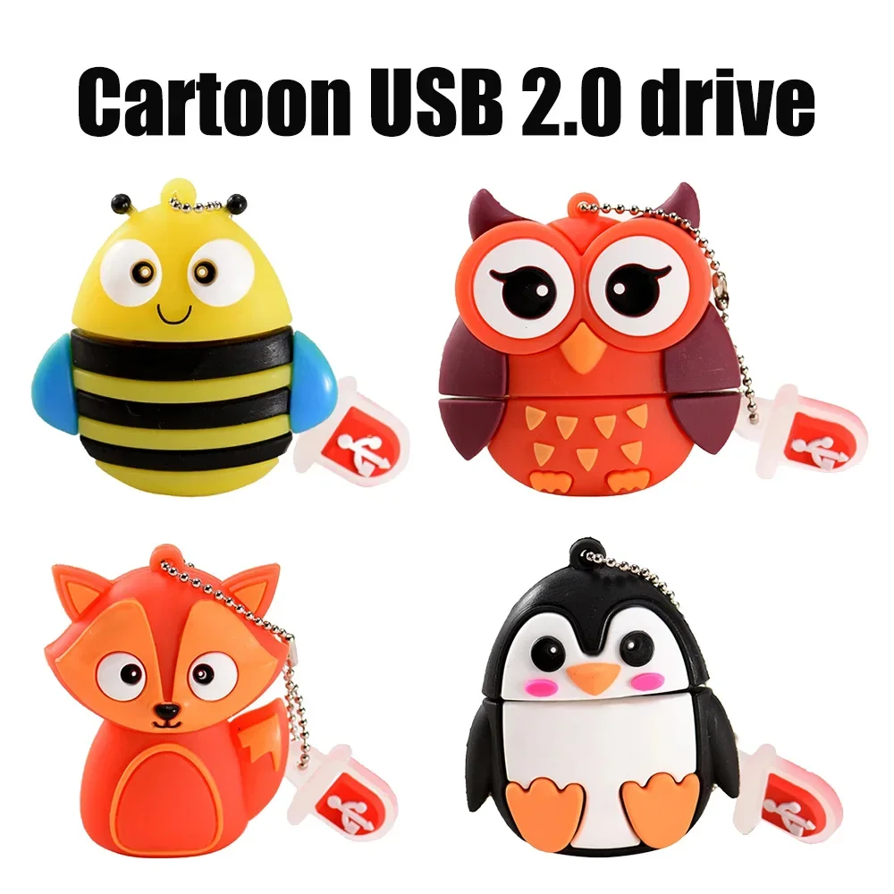 Simpatico ape gufo volpe pen drive Cartoon pinguino Usb 2.0 Flash Drive pendrive 4GB 8GB 16GB 32GB 64GB U disco animale memoria stick regalo