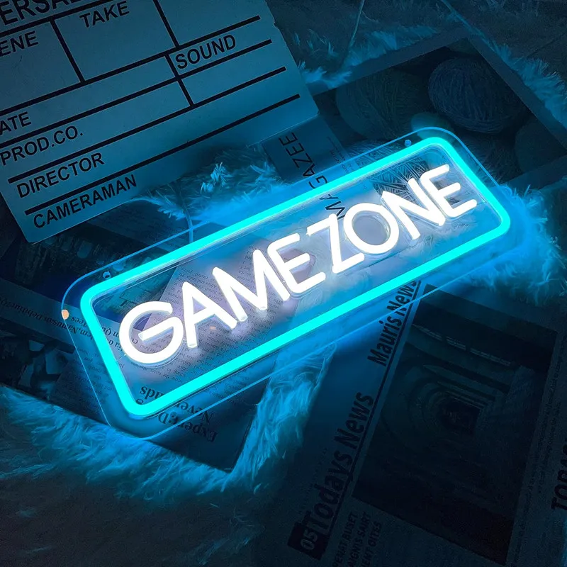 Game Zone Neon Sign Custom Neon Signs Game Room Decor USB Led Light for Dorm Room Decoration Home Wall Decor Personalized Gift