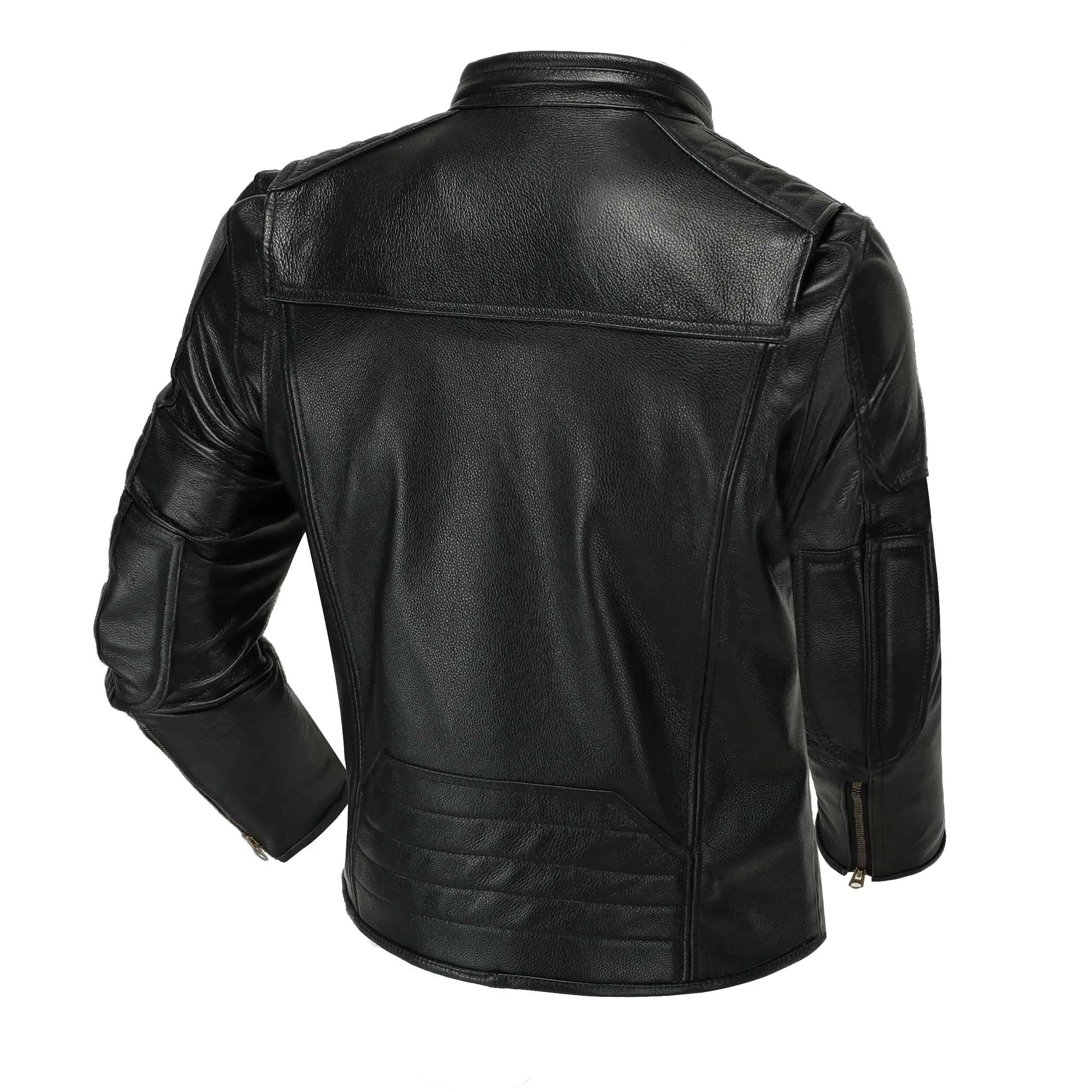 2023 Top Layer Cowhide Motorcycle Jacket Genuine Leather Stand Collar Jacket Springtime New Style Vintage Biker Jacket ASIAN