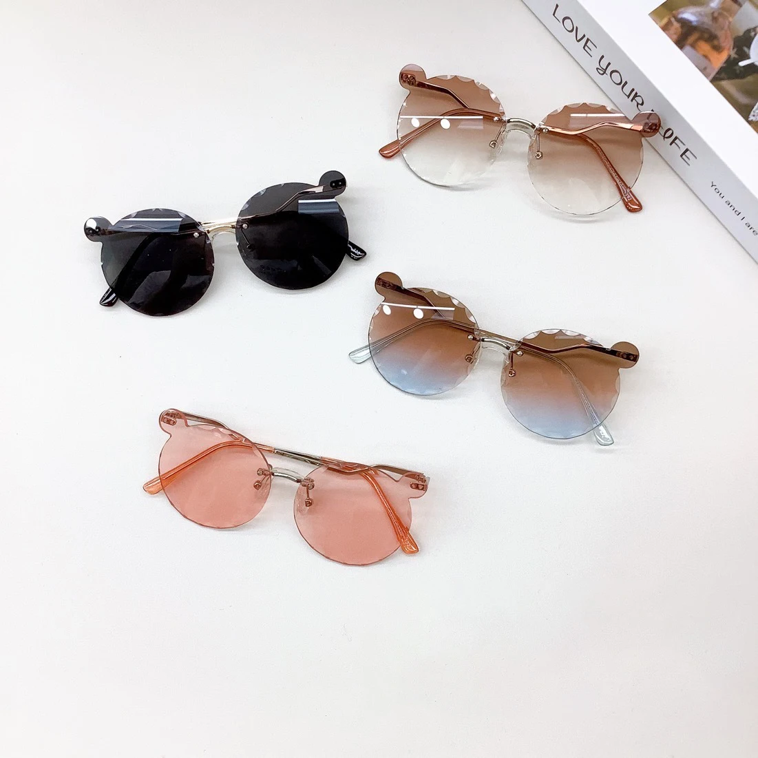 New Fashion Children's Sunglasses Cute Ear Recessed Baby Sunglasses Trendy and UV Resistant Sunglasses