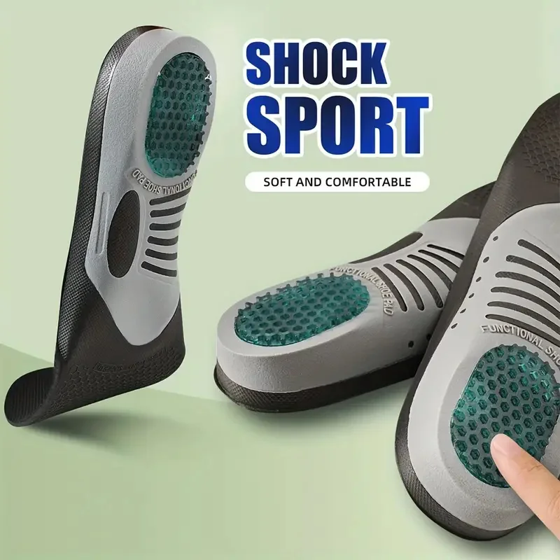 1 Pair Unisex Black EVA Sports Shock-absorbing Insoles, Suitable For Basketball Playing, Long-lasting Standing