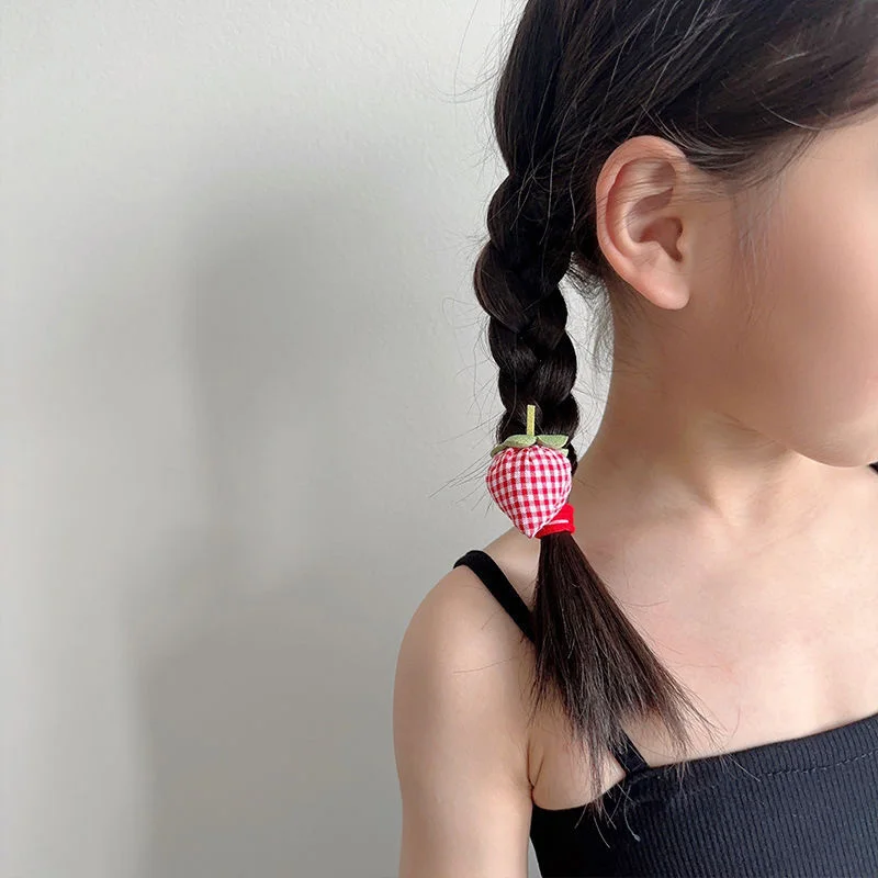 Bandas elásticas para el pelo de fresa para niña, accesorios para el cabello de princesa, lazos para el cabello para niña, 2 piezas