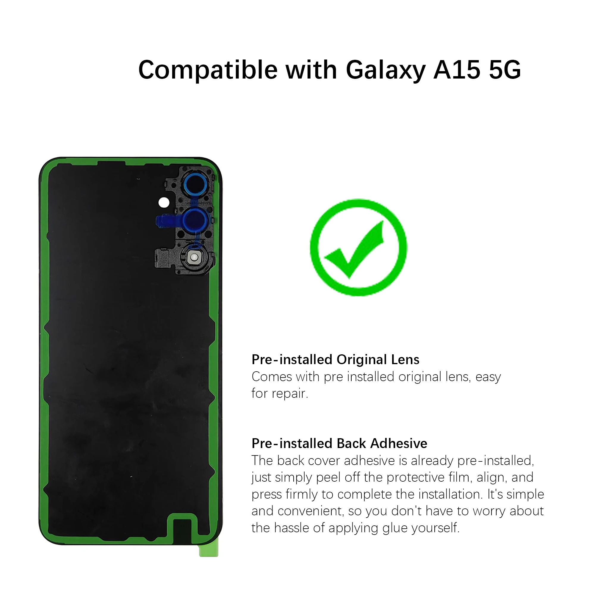 Замена задней крышки для Samsung Galaxy A15 5G — SM-A156U/U1/P/B/W с объективом камеры и Фото №4