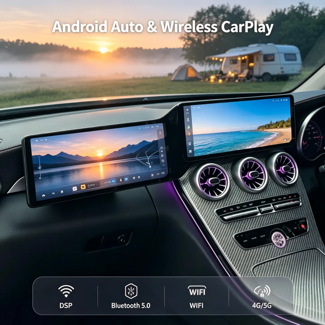 N Dual Screen Android Auto CarPlay For Mercedes Benz GLC C Class W205 X253 C180 C200 C300 2015-2022 GPS Navi Head Unit DSP BT5.0