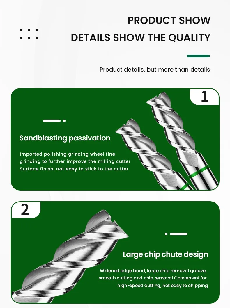 AZZKOR TGH-HRC50 3-Schneiden-Hartmetall-Holzbearbeitungs-Flachfräser für CNC-Maschinen, Aluminium-Fräswerkzeug, 1-20 mm – Detail 12