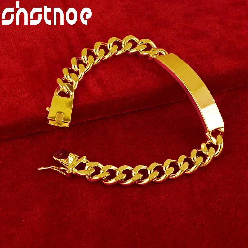 

SHSTONE 18K Gold Cuban Chain Bending Plate Bracelets For Woman Man Fashion Party Birthday Wedding Engagement Charm Jewelry