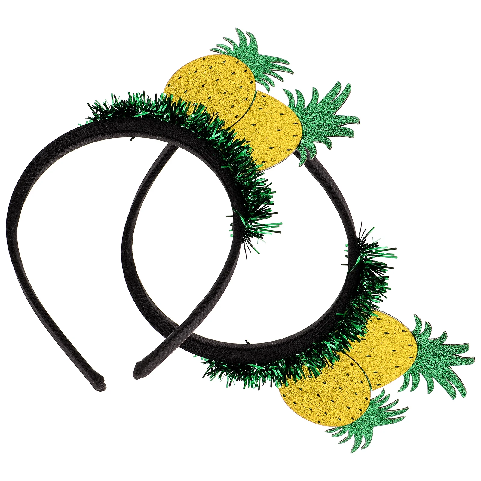 2 Pcs Glitter Hawaiian Headband Hoops Hair Bands Accessory Festive Party Supply Creative Pineapple Hairband