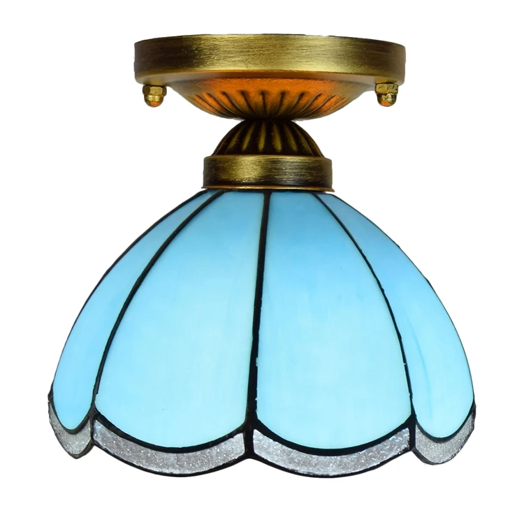 

Creative Corridor Ceiling 8 Inch Blue Baroque Room Glass Pendant Fancy Lights Led Deckenleucht Lights for Tiffany Ceiling Lamp