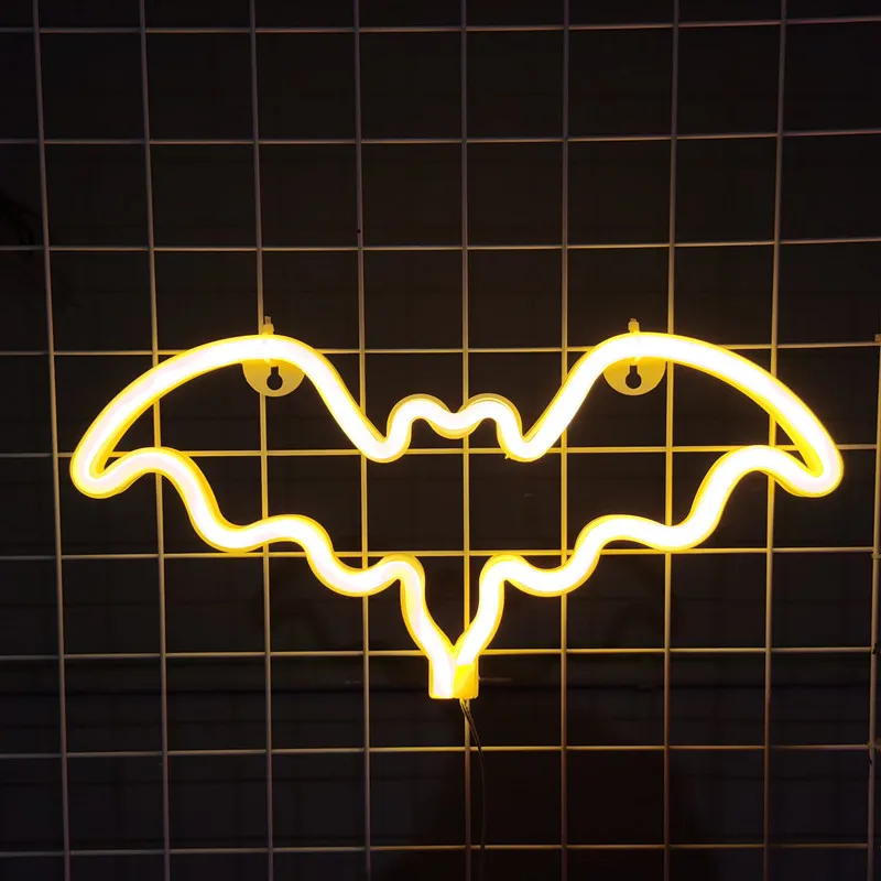 LED Bat Neon Lamp Halloween Decoration Festival Atmosphere Neon Light For Bedroom Party Wall Home Hanging Decor Adult Kid Gift