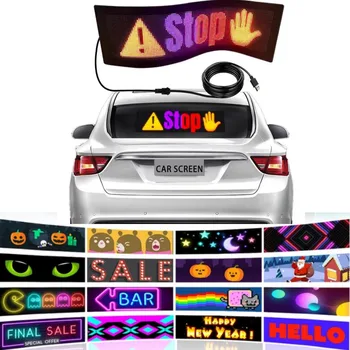 LED car sign scrolling text display multilingual messages USB 5V APP programmable flexible LED display board for shop bar display