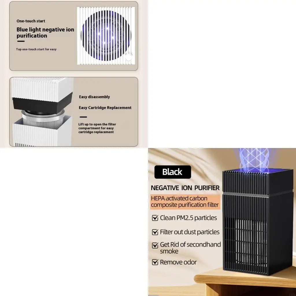 

Kitchen Air Sanitizer Small Air Cleaner Office Desk Purifiers Portable Air Purifiers ABS Texture Suitable for Daily