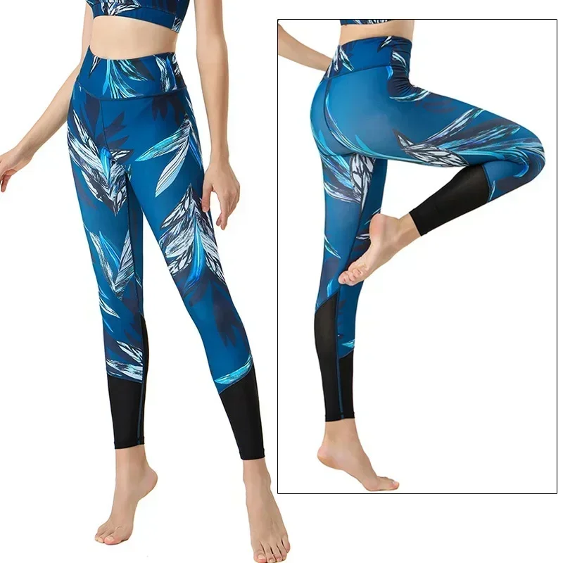 Pantaloni da yoga a vita alta con motivo floreale con stampa 3D per le donne Moda Outdoor Running Gym Fitness Leggings Pantaloni sportivi elastici da donna