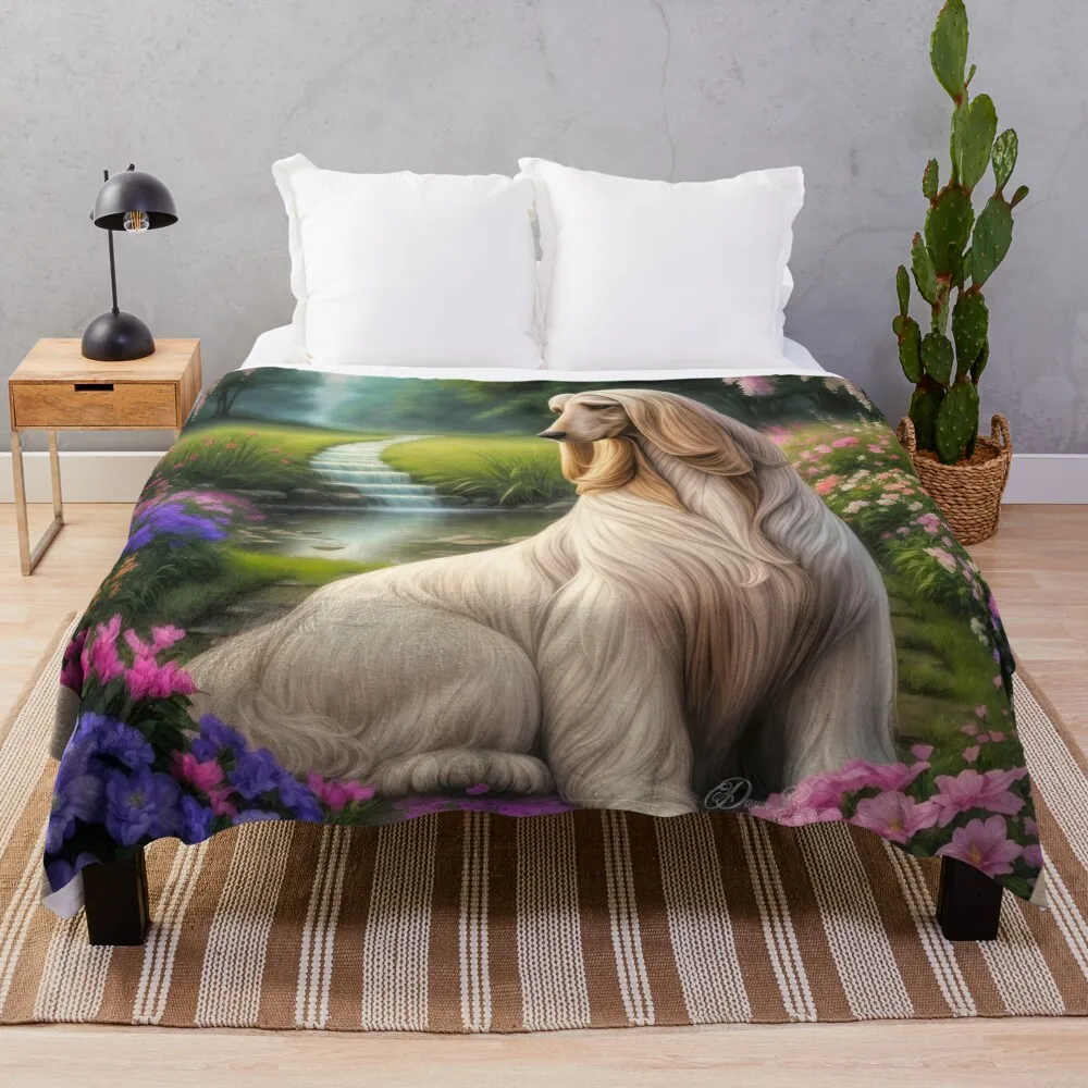 

Blossom Afghan Hound Dog Art Throw Blanket Fashion Sofas Soft Blankets