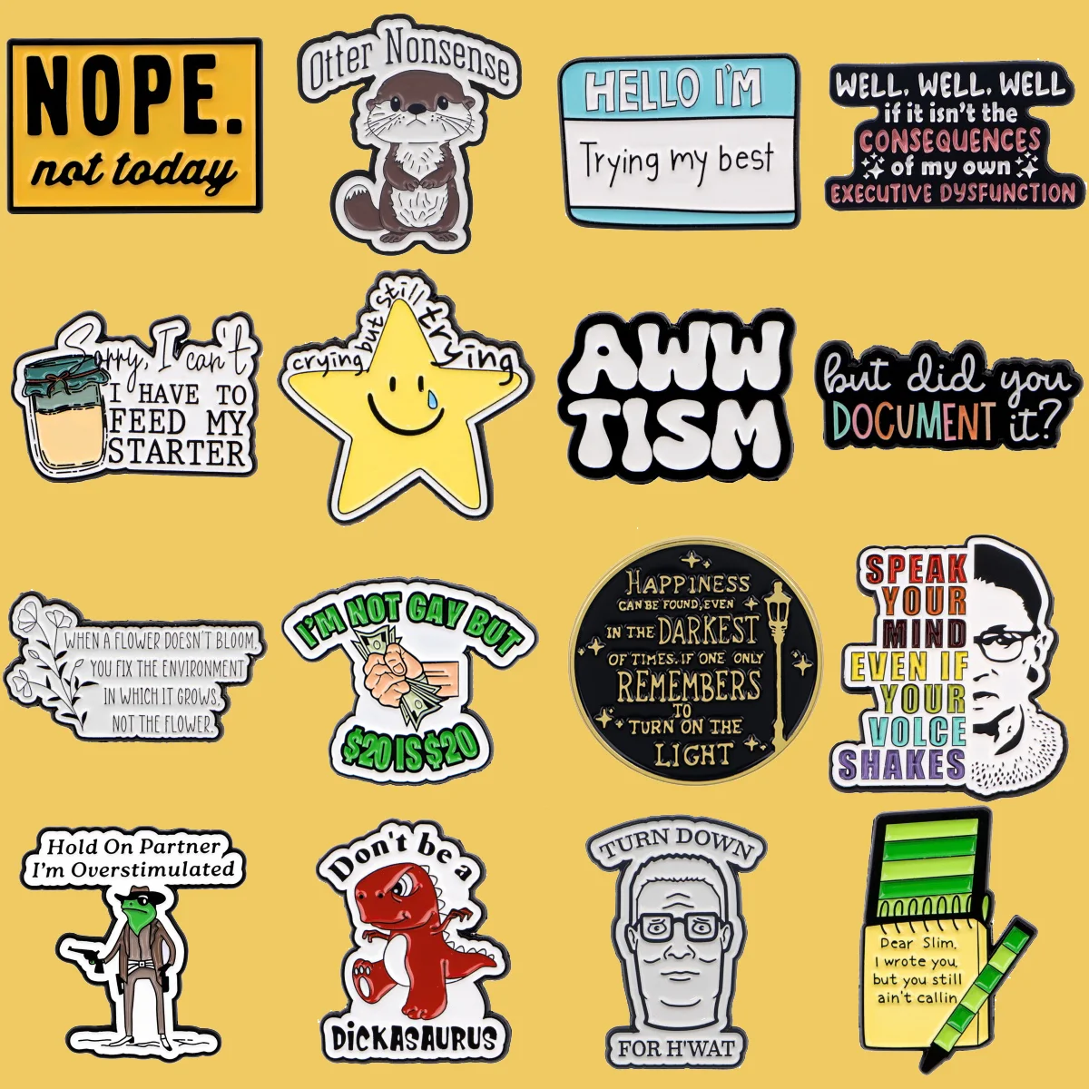 Autismus Zitate Emaille Pin Cartoon Dinosaurier Broschen Für Frauen Revers Pin Rucksack Taschen Abzeichen Party Geschenke Kleidung Zubehör
