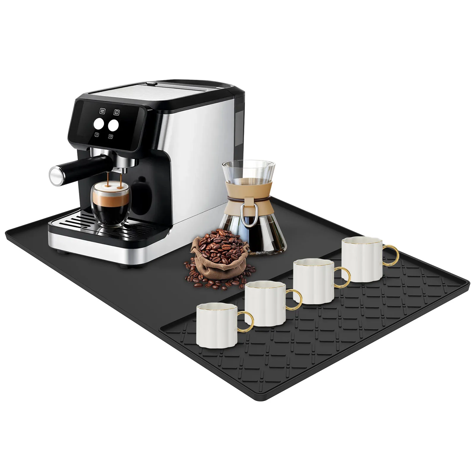 

Silicone Coffee Mat Detachable(Optional) Dish Drying Mat for Kitchen Coffee Bar Accessories Fit Under Coffee Maker & Dish Rack