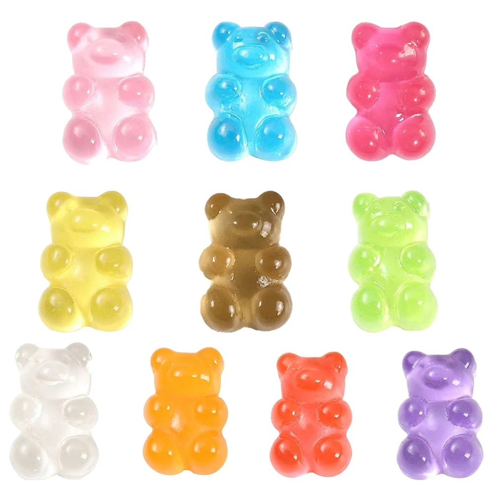 10PCS noctilucent little bear Shoe Charm Mix Wholesale Resin Decoration Buckle Fit Sandal Detachable Waterproof To X-mas Gift